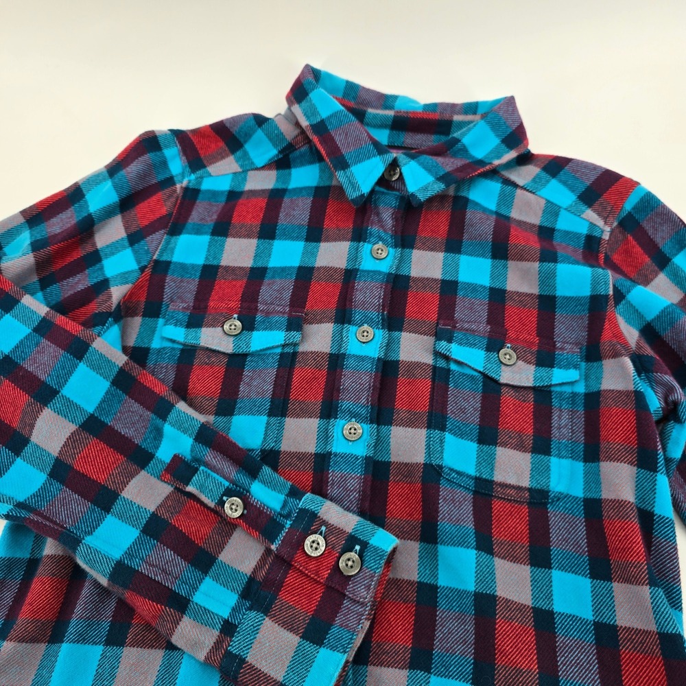 Patagonia Flannel Shirt Womens Plaid Organic Cotton Blue Red Size 4